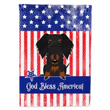 Load image into Gallery viewer, Patriotic USA Wire Haired Dachshund Black Tan Flag Canvas House Size BB3122CHF