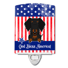 Load image into Gallery viewer, Patriotic USA Wire Haired Dachshund Black Tan Ceramic Night Light BB3122CNL