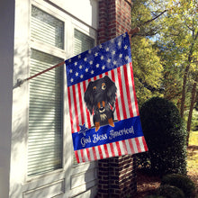 Load image into Gallery viewer, Patriotic USA Wire Haired Dachshund Dapple Flag Canvas House Size BB3123CHF