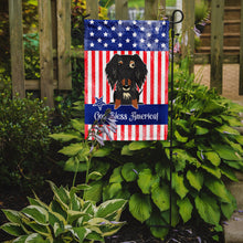 Load image into Gallery viewer, Patriotic USA Wire Haired Dachshund Dapple Garden Flag - Outdoor Decorative Yard Flag