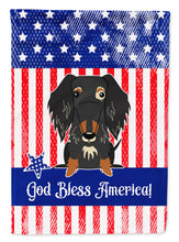 Load image into Gallery viewer, Patriotic USA Wire Haired Dachshund Dapple Garden Flag - Outdoor Decorative Yard Flag