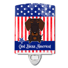 Load image into Gallery viewer, Patriotic USA Wire Haired Dachshund Chocolate Ceramic Night Light BB3124CNL