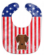 Load image into Gallery viewer, Patriotic USA Dachshund Red Brown Baby Bib BB3125BIB