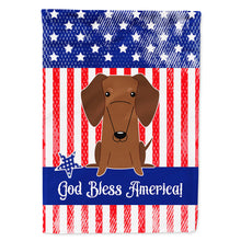 Load image into Gallery viewer, Patriotic USA Dachshund Red Brown Flag Canvas House Size BB3125CHF