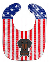 Load image into Gallery viewer, Patriotic USA Dachshund Black Tan Baby Bib BB3127BIB