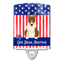 Load image into Gallery viewer, Patriotic USA Bull Terrier Brindle Ceramic Night Light BB3132CNL