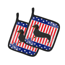 Load image into Gallery viewer, USA Patriotic Dachshund Pot Holders - Set of 2 - Heat-Resistant Kitchen Essentials BB3282PTHD