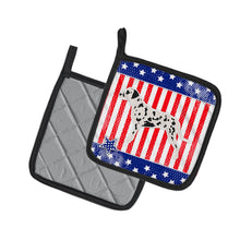 Load image into Gallery viewer, USA Patriotic Dalmatian Pot Holders - Set of 2 - Heat-Resistant Kitchen Essentials BB3283PTHD