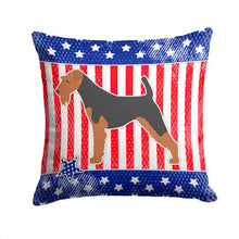 Load image into Gallery viewer, USA Patriotic Welsh Terrier Throw Pillow - 14x14 Decorative Pillow – Art for Your Home &amp; Patio BB3285PW1414