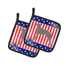 Load image into Gallery viewer, USA Patriotic Scottish Deerhound Pot Holders - Set of 2 - Heat-Resistant Kitchen Essentials BB3296PTHD