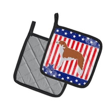 Load image into Gallery viewer, USA Patriotic Borzoi Russian Greyhound Pot Holders - Set of 2 - Heat-Resistant Kitchen Essentials BB3299PTHD
