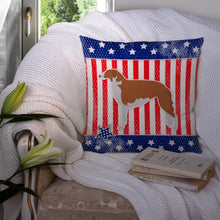 Load image into Gallery viewer, USA Patriotic Borzoi Russian Greyhound Throw Pillow - 14x14 Decorative Pillow – Art for Your Home &amp; Patio BB3299PW1414