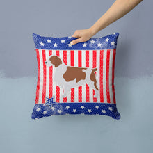 Load image into Gallery viewer, USA Patriotic Welsh Springer Spaniel Throw Pillow - 14x14 Decorative Pillow – Art for Your Home &amp; Patio BB3300PW1414
