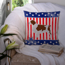 Load image into Gallery viewer, USA Patriotic Welsh Springer Spaniel Throw Pillow - 14x14 Decorative Pillow – Art for Your Home &amp; Patio BB3300PW1414
