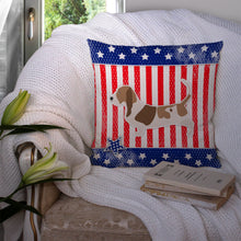 Load image into Gallery viewer, USA Patriotic Basset Hound Throw Pillow - 14x14 Decorative Pillow – Art for Your Home &amp; Patio BB3302PW1414