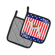 Load image into Gallery viewer, USA Patriotic Greyhound Pot Holders - Set of 2 - Heat-Resistant Kitchen Essentials BB3305PTHD