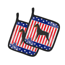 Load image into Gallery viewer, USA Patriotic German Pinscher Pot Holders - Set of 2 - Heat-Resistant Kitchen Essentials BB3313PTHD
