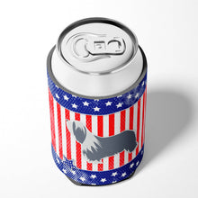 Load image into Gallery viewer, USA Patriotic Bearded Collie Can or Bottle Hugger BB3317CC