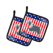 Load image into Gallery viewer, USA Patriotic Bearded Collie Pot Holders - Set of 2 - Heat-Resistant Kitchen Essentials BB3317PTHD