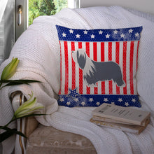 Load image into Gallery viewer, USA Patriotic Bearded Collie Throw Pillow - 14x14 Decorative Pillow – Art for Your Home &amp; Patio BB3317PW1414