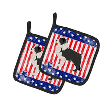 Load image into Gallery viewer, USA Patriotic Black Border Collie Pot Holders - Set of 2 - Heat-Resistant Kitchen Essentials BB3323PTHD