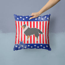 Load image into Gallery viewer, USA Patriotic Sheltie/Shetland Sheepdog Throw Pillow - 14x14 Decorative Pillow – Art for Your Home &amp; Patio BB3330PW1414