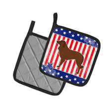 Load image into Gallery viewer, USA Patriotic Portuguese Sheepdog Dog Pot Holders - Set of 2 - Heat-Resistant Kitchen Essentials BB3331PTHD