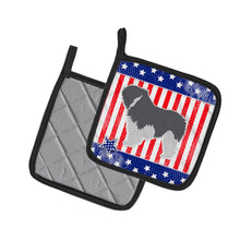 Load image into Gallery viewer, USA Patriotic Polish Lowland Sheepdog Dog Pot Holders - Set of 2 - Heat-Resistant Kitchen Essentials BB3332PTHD