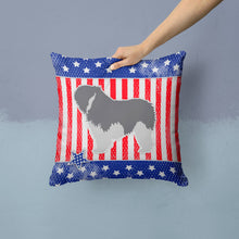 Load image into Gallery viewer, USA Patriotic Polish Lowland Sheepdog Dog Throw Pillow - 14x14 Decorative Pillow – Art for Your Home &amp; Patio BB3332PW1414