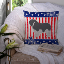 Load image into Gallery viewer, USA Patriotic Polish Lowland Sheepdog Dog Throw Pillow - 14x14 Decorative Pillow – Art for Your Home &amp; Patio BB3332PW1414