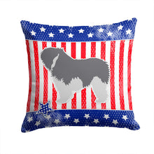 Load image into Gallery viewer, USA Patriotic Polish Lowland Sheepdog Dog Throw Pillow - 14x14 Decorative Pillow – Art for Your Home &amp; Patio BB3332PW1414