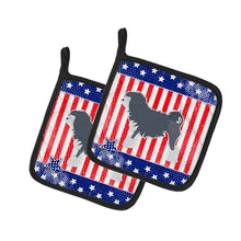 Load image into Gallery viewer, USA Patriotic Lowchen Pot Holders - Set of 2 - Heat-Resistant Kitchen Essentials BB3335PTHD