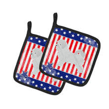 Load image into Gallery viewer, USA Patriotic Maltese Pot Holders - Set of 2 - Heat-Resistant Kitchen Essentials BB3336PTHD