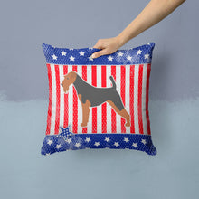 Load image into Gallery viewer, USA Patriotic Airedale Terrier Throw Pillow - 14x14 Decorative Pillow – Art for Your Home &amp; Patio BB3357PW1414