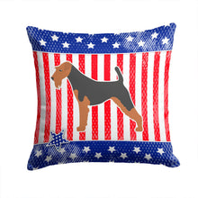Load image into Gallery viewer, USA Patriotic Airedale Terrier Throw Pillow - 14x14 Decorative Pillow – Art for Your Home &amp; Patio BB3357PW1414