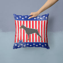 Load image into Gallery viewer, USA Patriotic Doberman Pinscher Throw Pillow - 14x14 Decorative Pillow – Art for Your Home &amp; Patio BB3360PW1414
