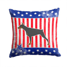 Load image into Gallery viewer, USA Patriotic Doberman Pinscher Throw Pillow - 14x14 Decorative Pillow – Art for Your Home &amp; Patio BB3360PW1414