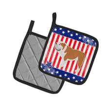 Load image into Gallery viewer, USA Patriotic English Bulldog Pot Holders - Set of 2 - Heat-Resistant Kitchen Essentials BB3362PTHD