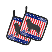Load image into Gallery viewer, USA Patriotic Newfoundland Pot Holders - Set of 2 - Heat-Resistant Kitchen Essentials BB3364PTHD
