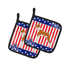 Load image into Gallery viewer, USA Patriotic Basenji Pot Holders - Set of 2 - Heat-Resistant Kitchen Essentials BB3374PTHD