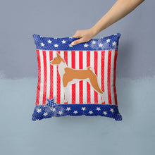 Load image into Gallery viewer, USA Patriotic Basenji Throw Pillow - 14x14 Decorative Pillow – Art for Your Home &amp; Patio BB3374PW1414
