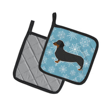 Load image into Gallery viewer, Winter Snowflake Dachshund Pot Holders - Set of 2 - Heat-Resistant Kitchen Essentials BB3482PTHD