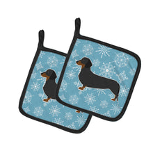 Load image into Gallery viewer, Winter Snowflake Dachshund Pot Holders - Set of 2 - Heat-Resistant Kitchen Essentials BB3482PTHD