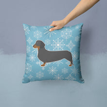 Load image into Gallery viewer, Winter Snowflake Dachshund Throw Pillow - 14x14 Decorative Pillow – Art for Your Home &amp; Patio BB3482PW1414