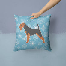 Load image into Gallery viewer, Winter Snowflake Welsh Terrier Throw Pillow - 14x14 Decorative Pillow – Art for Your Home &amp; Patio BB3485PW1414