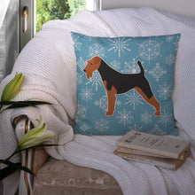 Load image into Gallery viewer, Winter Snowflake Welsh Terrier Throw Pillow - 14x14 Decorative Pillow – Art for Your Home &amp; Patio BB3485PW1414