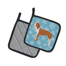 Load image into Gallery viewer, Winter Snowflake Spanish Hound Pot Holders - Set of 2 - Heat-Resistant Kitchen Essentials BB3491PTHD
