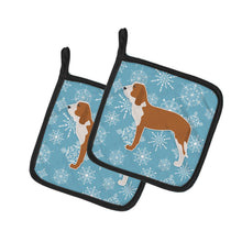 Load image into Gallery viewer, Winter Snowflake Spanish Hound Pot Holders - Set of 2 - Heat-Resistant Kitchen Essentials BB3491PTHD