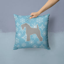 Load image into Gallery viewer, Winter Snowflake Kerry Blue Terrier Throw Pillow - 14x14 Decorative Pillow – Art for Your Home &amp; Patio BB3492PW1414