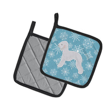 Load image into Gallery viewer, Winter Snowflake Bedlington Terrier Pot Holders - Set of 2 - Heat-Resistant Kitchen Essentials BB3494PTHD